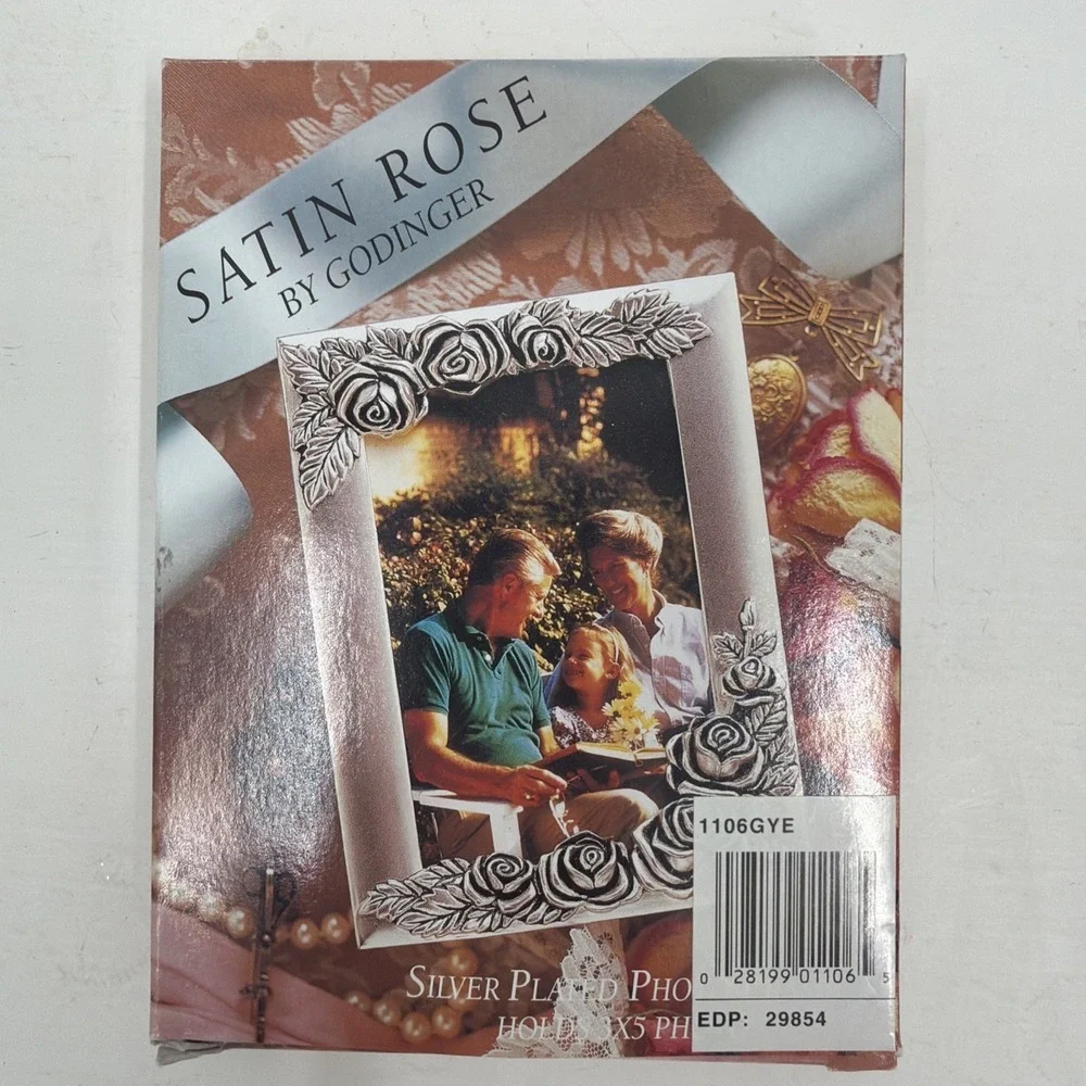 Satin Rose Godinger Silver Plated Photo Frame 3x5 Floral‎ Rose New In Box